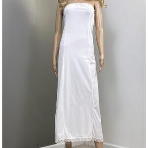 Merry Modes Inc Full Slip Strapless Maxi Full Length Nylon White Medium? Slit